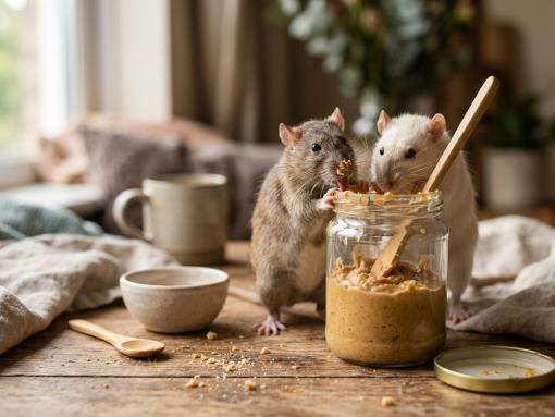 Rats eating peanut butter from a jar!