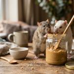 Rats eating peanut butter from a jar!